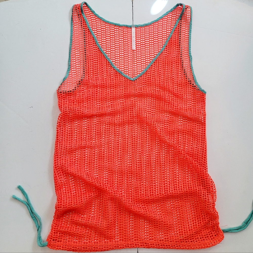 NWOT Neon🧡Orange+Teal Net Dress Coverup
